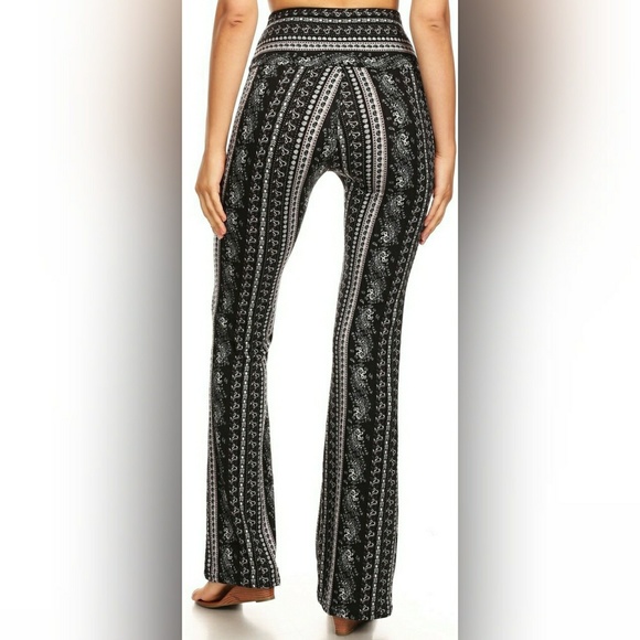 Butter Soft Vertical Paisley High Waist Bell Pants - Picture 3 of 5